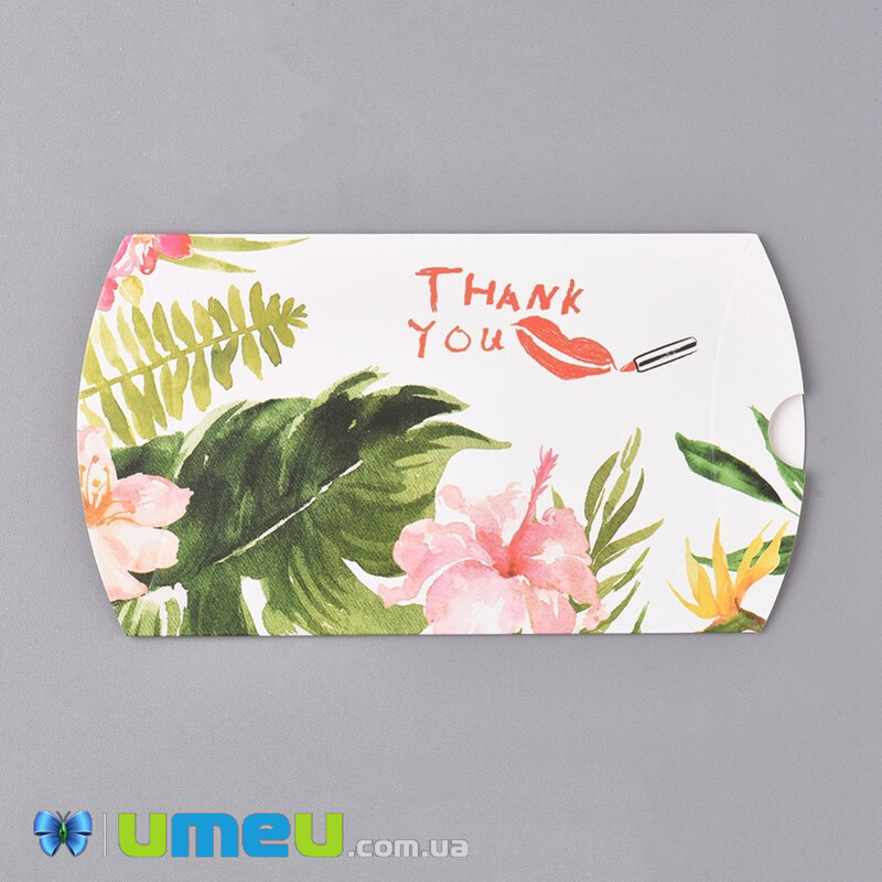 Збірна картонна коробочка, 12,5х8 см, Біла, Thank you (UPK-042934)