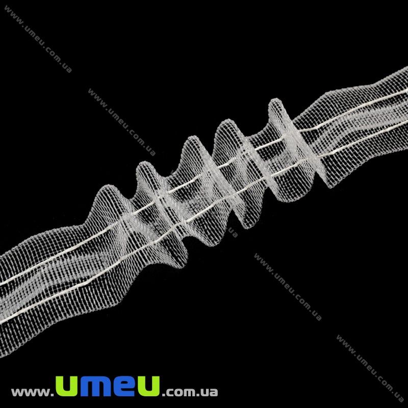 Тесьма шторная, 25 мм, Белая (LEN-022624)