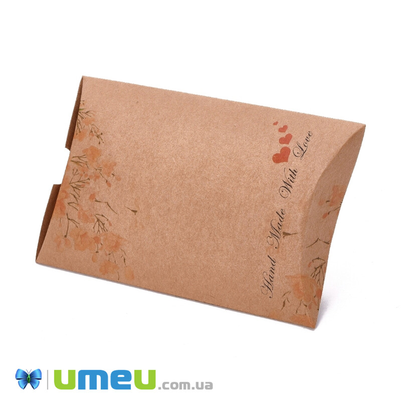 Збірна картонна коробочка, 12,5х8 см, Крафт, Квіти (UPK-042927)