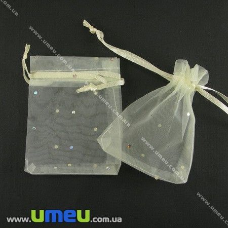 Подарочная упаковка из органзы, 7х9 см, Кремовая (UPK-001091)