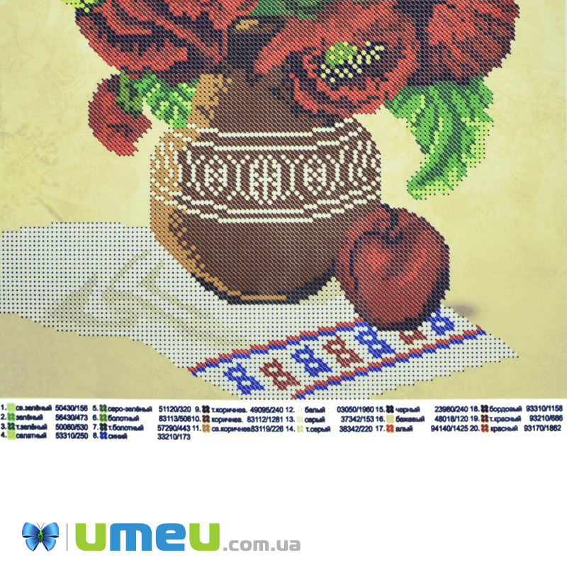 Схема для выш. бісером, Юма, Букет маків, 38х28 см (UPK-048422)