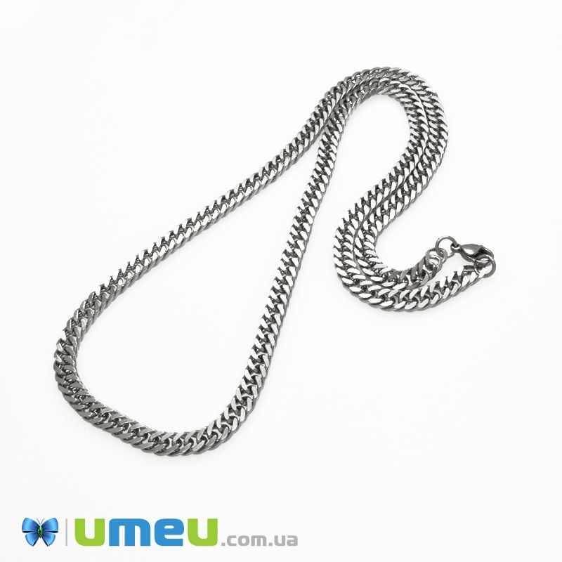 Основа на шию з нерж. ст., Темне срібло, 5 мм, 55 см (STL-049640)