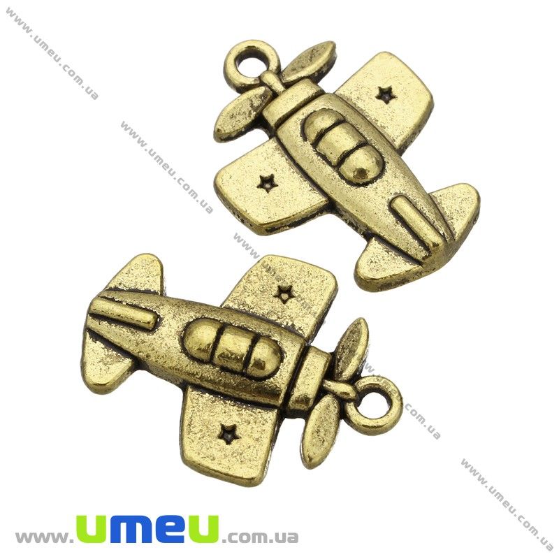 Підвіска метал. Літачок, 20х15 мм, Античне золото (POD-001910)