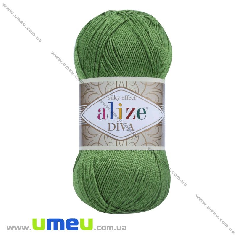 Пряжа Alize Diva 100 г, 350 м, Зелена 210 (YAR-025143)