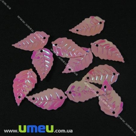 Пайетки Китай Листики, 16х9 мм, Розовые AB (PAI-001526)