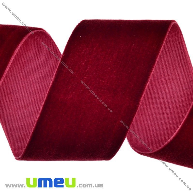 Стрічка оксамитова, 38 мм, Бордова (LEN-016640)