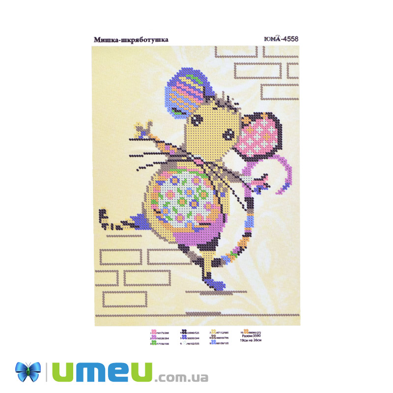 Схема для выш. бісером Юма, Мишка-шкряботушка, 26х19 см (UPK-048224)
