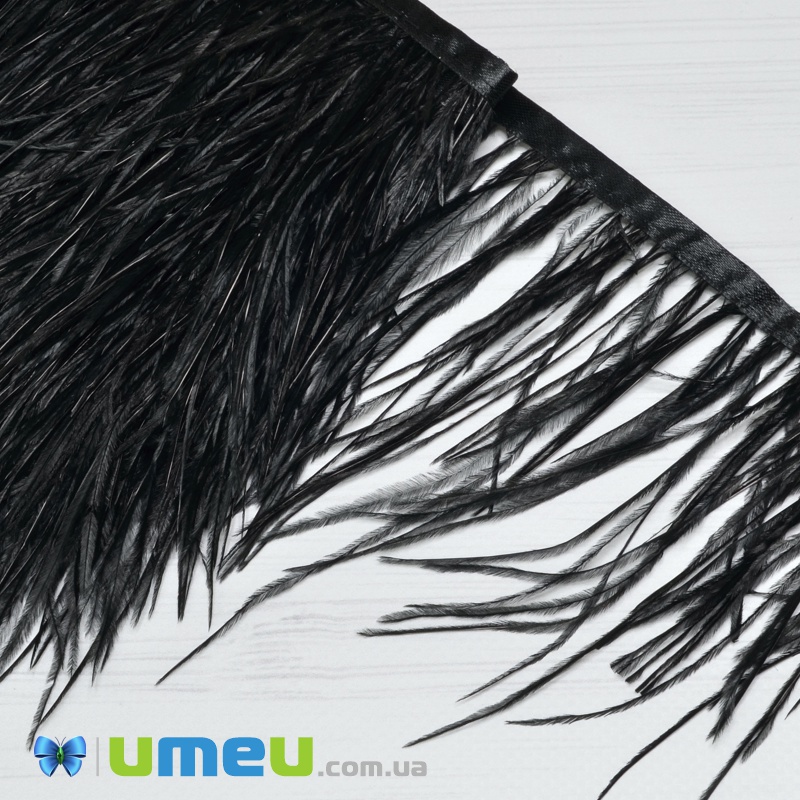 Перья страуса на ленте, 10-15 см, Черные (PER-038905)