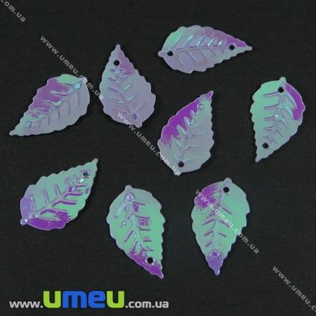 Пайетки Китай Листики, 16х9 мм, Сиреневые AB (PAI-001530)