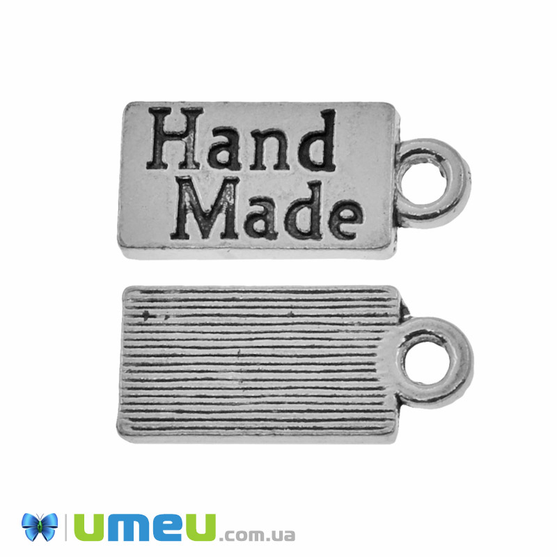 Подвеска метал. Hand Made, 14,5х6,5 мм, Античное серебро (POD-049534)