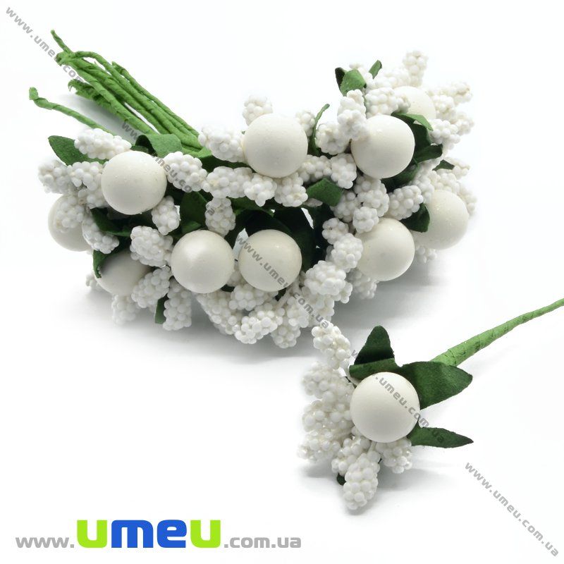 Тичинки на дроті з ягідкою, Білі (DIF-015077)