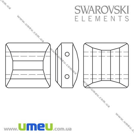Бусина Swarovski 5625 Crystal, 10х10 мм, Два отверстия (BUS-005503)