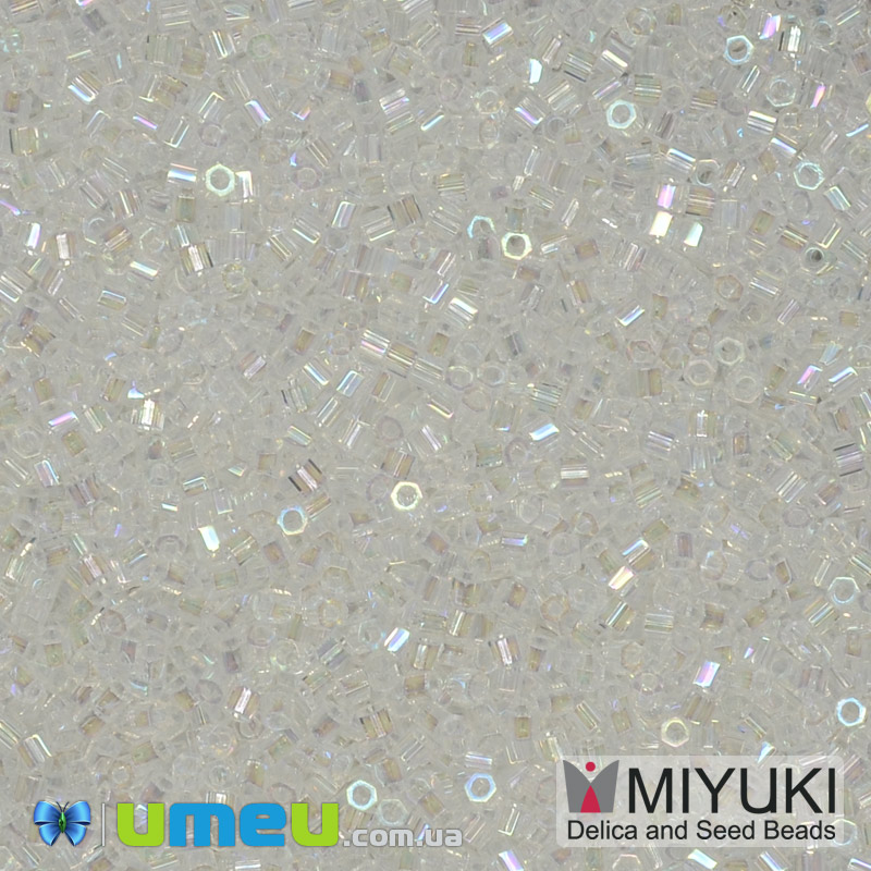 Бісер японський Miyuki Delica Hex Cut 15/0 DBSC-0051, Прозорий АВ (BIS-040124)