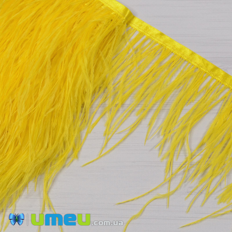 Пір'я страуса на стрічці, 10-15 см, Жовті (PER-040308)