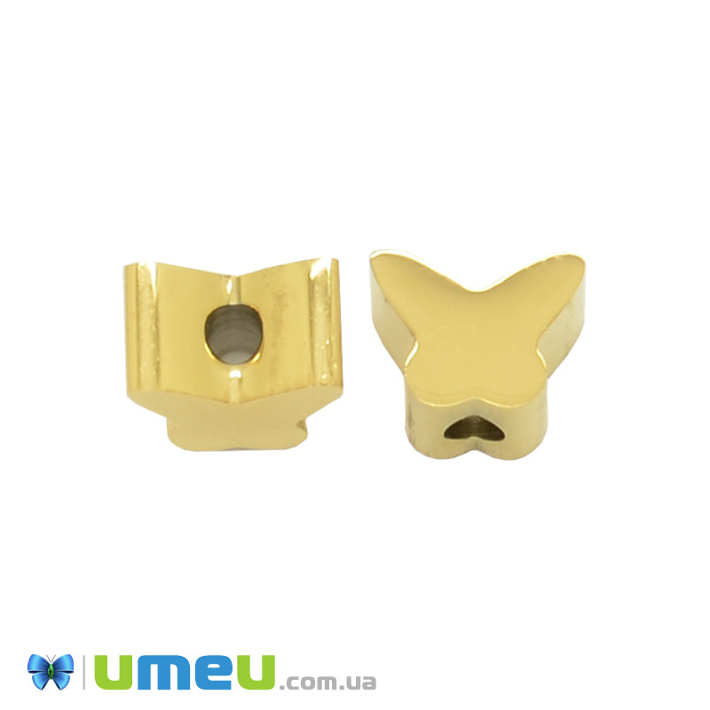 Бусина из нержавеющей стали Бабочка, 7,5х6 мм, Золото (STL-044589)