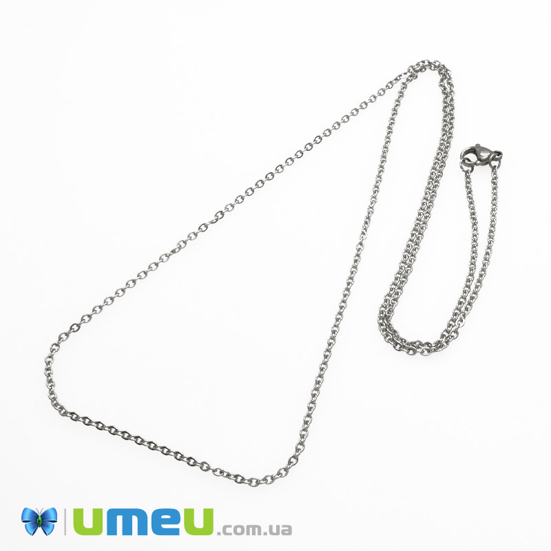 Основа на шию з нерж. ст., Темне срібло, 2 мм, 61 см (STL-004679)