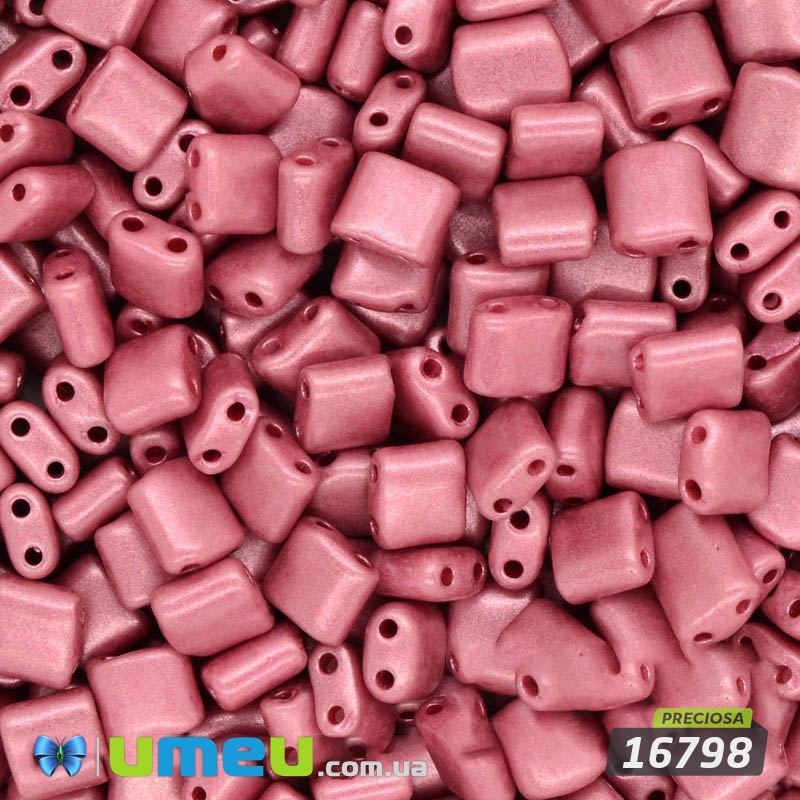 Бісер чеський Каро №16798, 5х5 мм, Рожевий темний металізований (BIS-026311)