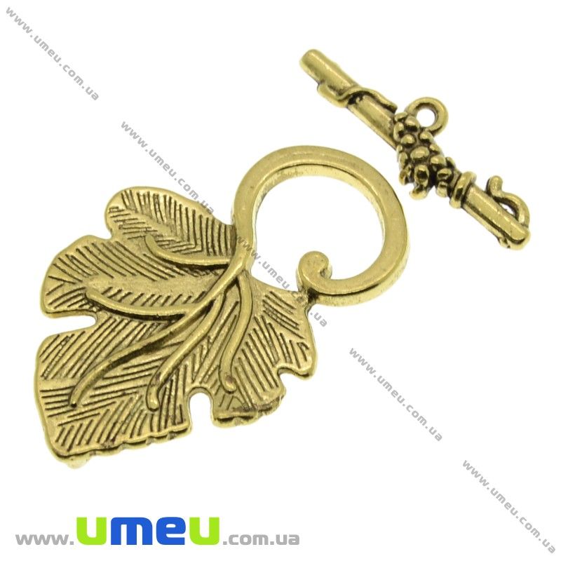 Тогл Лист, Античне золото, 37х22 мм (ZAM-006635)