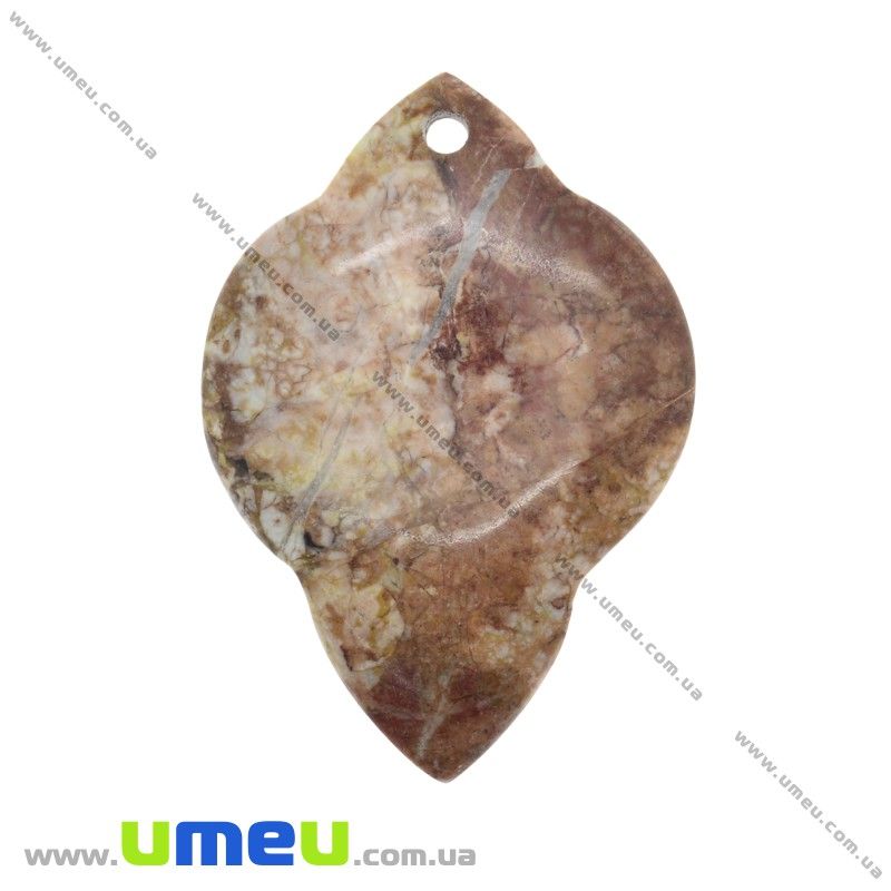 Підвіска з натурального каменю, Агат мереживний (Crazy Agate), 57х40 мм (POD-032996)