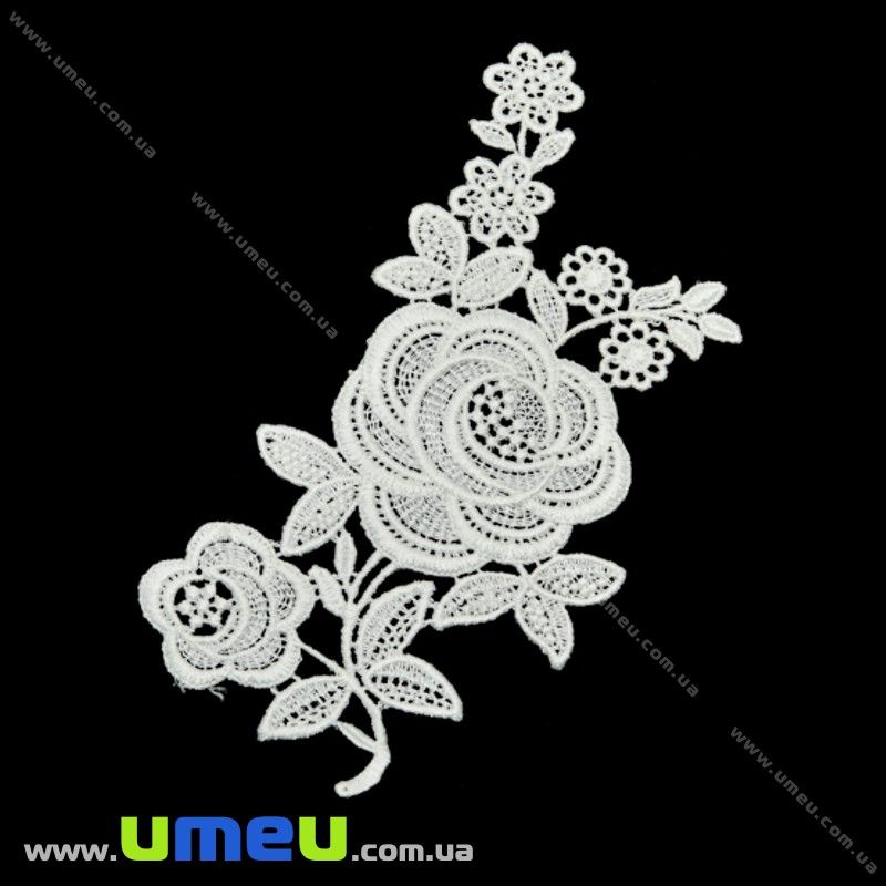 Мереживна вставка Роза, 20х9 см, Біла (LEN-025008)