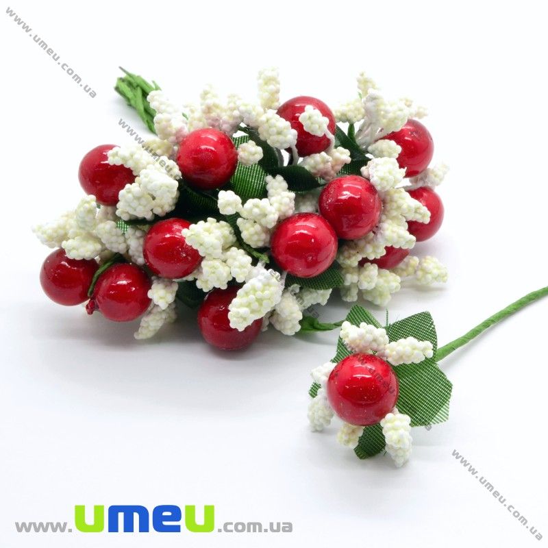 Тычинки на проволоке с ягодкой, Красно-кремовые (DIF-015419)