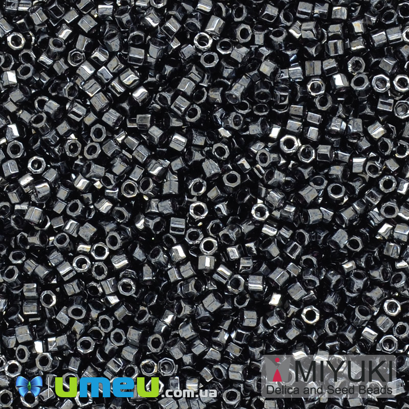 Бісер японський Miyuki Delica Cut 11/0 DBC0001, Гематит (мокрий асфальт) (BIS-040081)