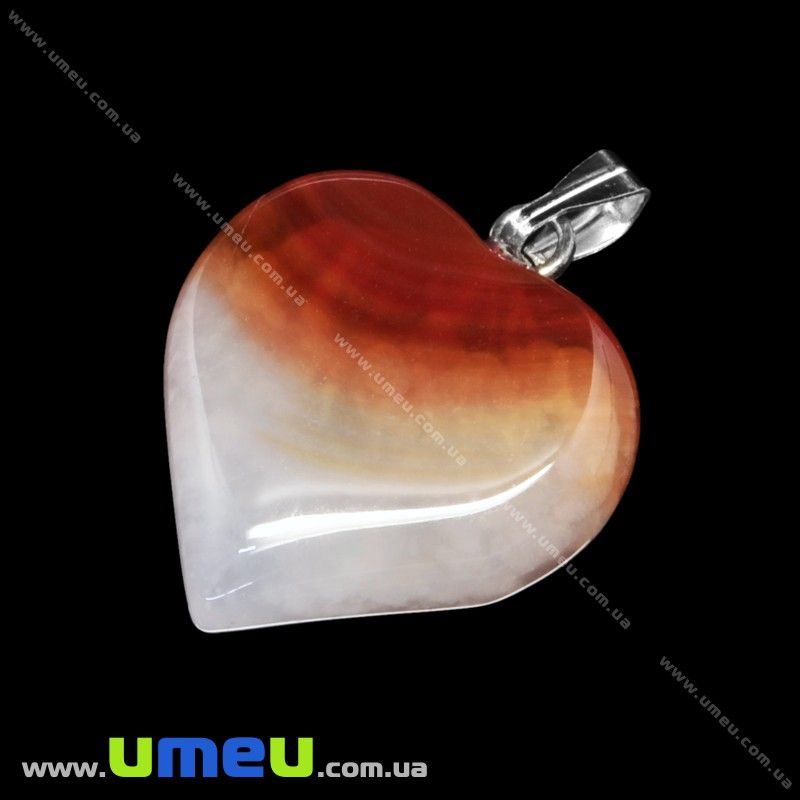 Підвіска Серце з натурального каменю, Агат, 25х18 мм (POD-009326)