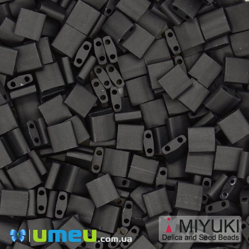 Бісер японський Miyuki TILA №401F, 5х5 мм, Чорний матовий (BIS-046042)