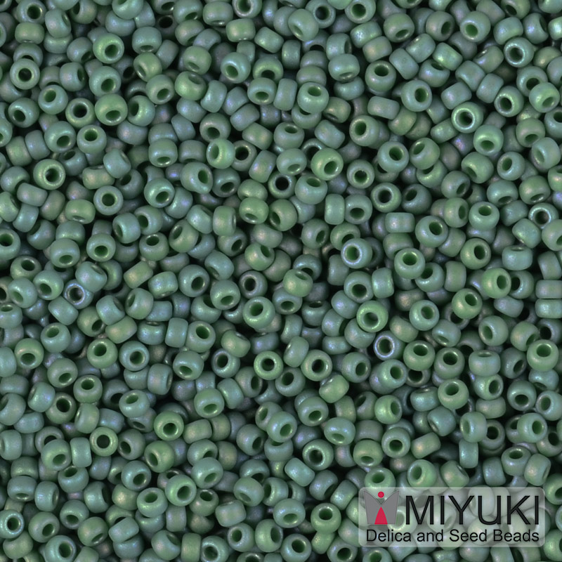 Бисер японский Miyuki круглый RR 15/0 №4699, Зеленый матовый радужный (BIS-051212)