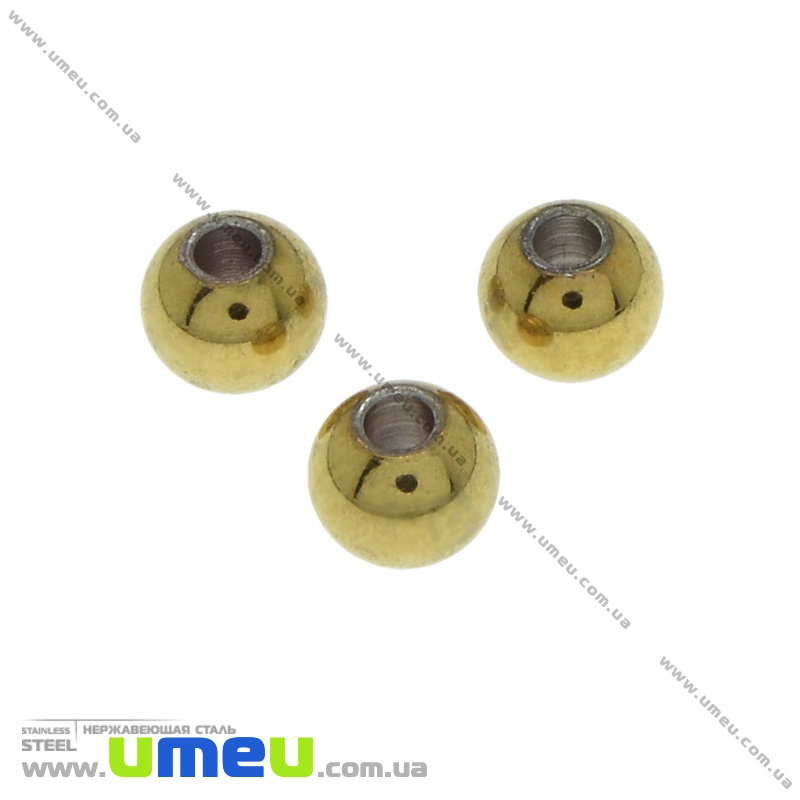 Намистина з нержавіючої сталі Кругла, 6х5 мм, Золото (STL-036503)