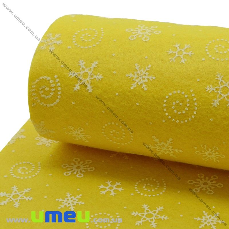 Фетр Сніжинки 1 мм, 20х30 см, Жовтий (FLT-030341)