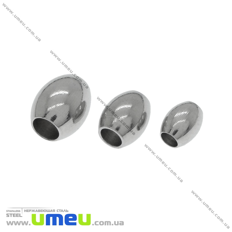 Намистина з нержавіючої сталі Рис, 7х6 мм, Темне срібло (STL-036512)