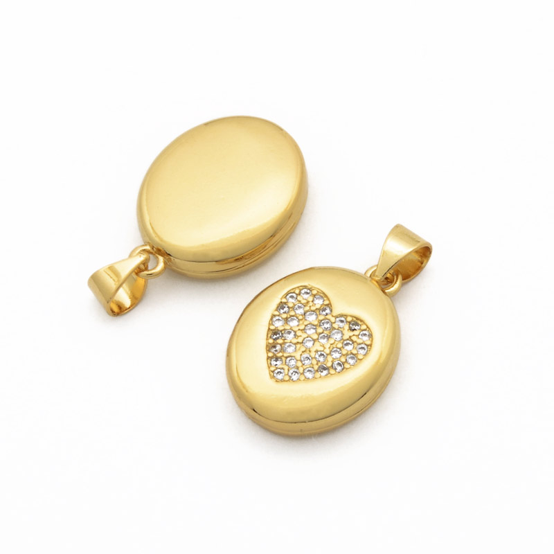 Медальйон Овальний Позолота 18 kt зі стразами куб.цирконій, 18,5х13,5х4,5 мм (POD-054454)