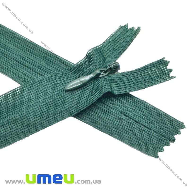 Блискавка (змійка) потайна нероз'ємна, 20 см, Тип 3, Зелена темна (ZIP-015967)