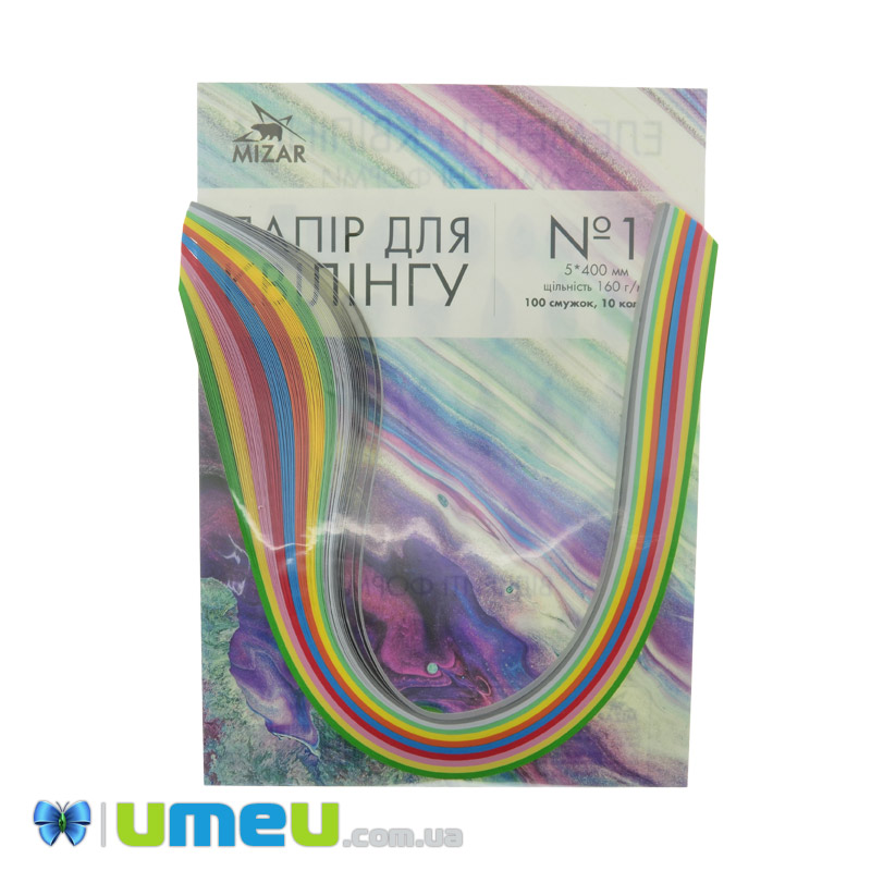 Набір для паперу Quilling 5 мм, 10 кольорів, смужки 100 (DIF-041090)