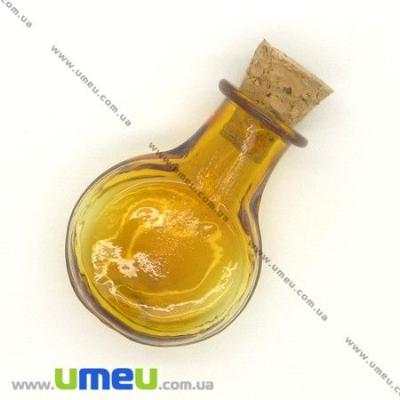 Скляна баночка Кругла, Коричнева, 20х27 мм (DIF-006687)