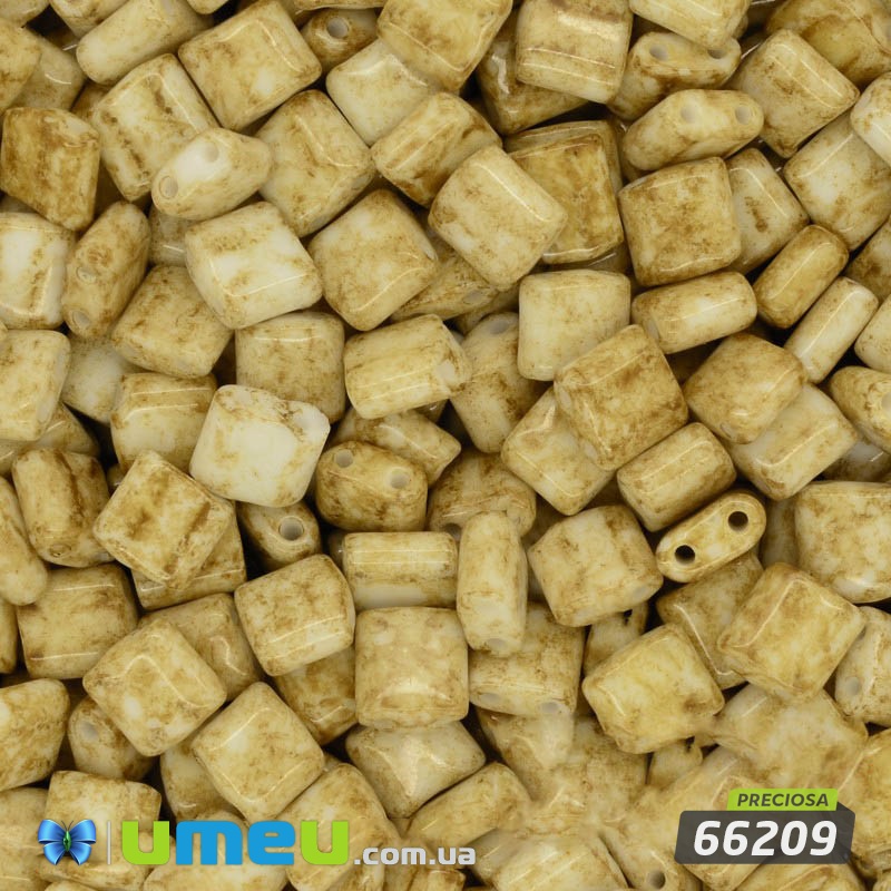 Бісер чеський Каро №66209, 5х5 мм, Бежево-коричневий мармуровий (BIS-026304)