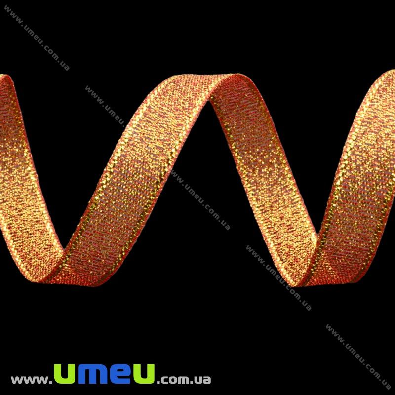 Лента парчовая, 10 мм, Красная с золотом (LEN-022590)