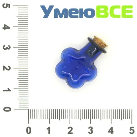 Скляна баночка Квітка, Синя, 24х20 мм (DIF-006708)