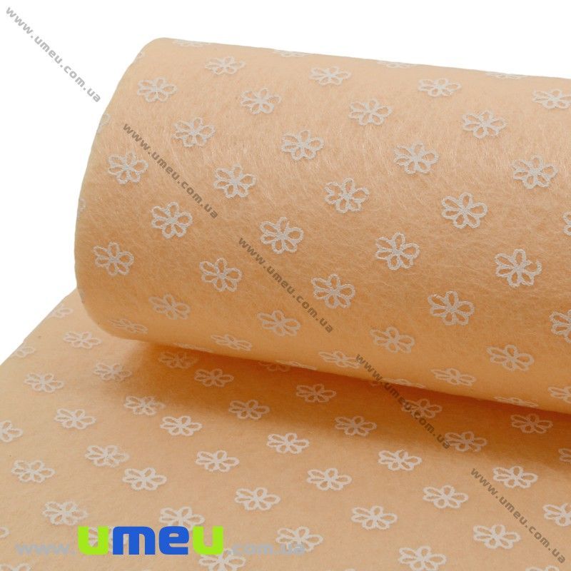 Фетр Цветочки 1 мм, 20х30 см, Персиковый (FLT-030383)