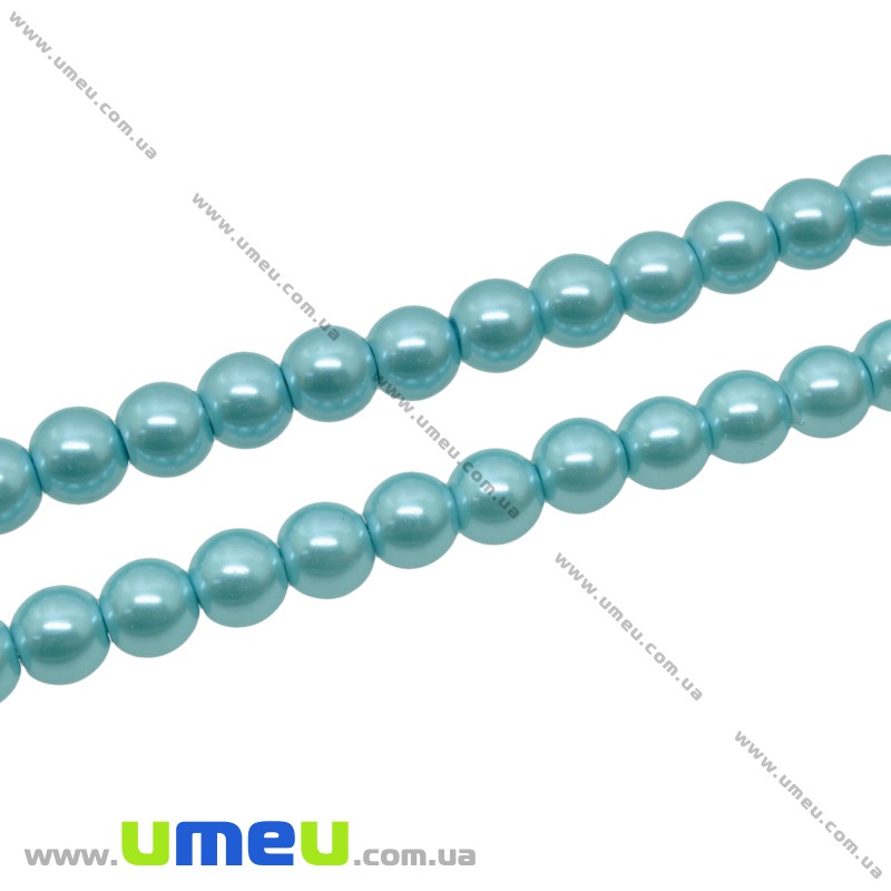 Намистини скляні Перли Premium, 6 мм, Блакитні, Круглі (BUS-034131)