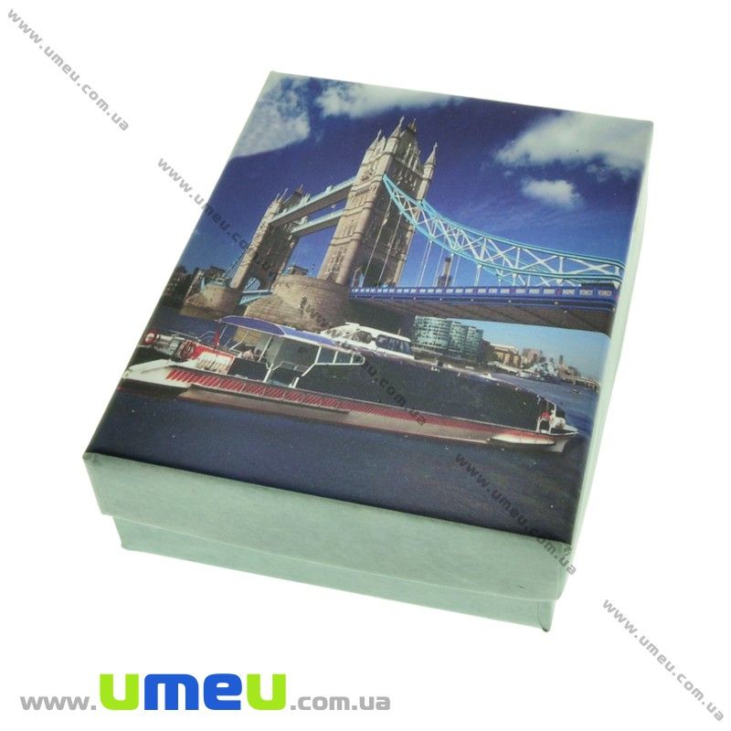 Подарункова коробочка Прямокутна з малюнком, 9х7х3 см, Синя (UPK-023166)