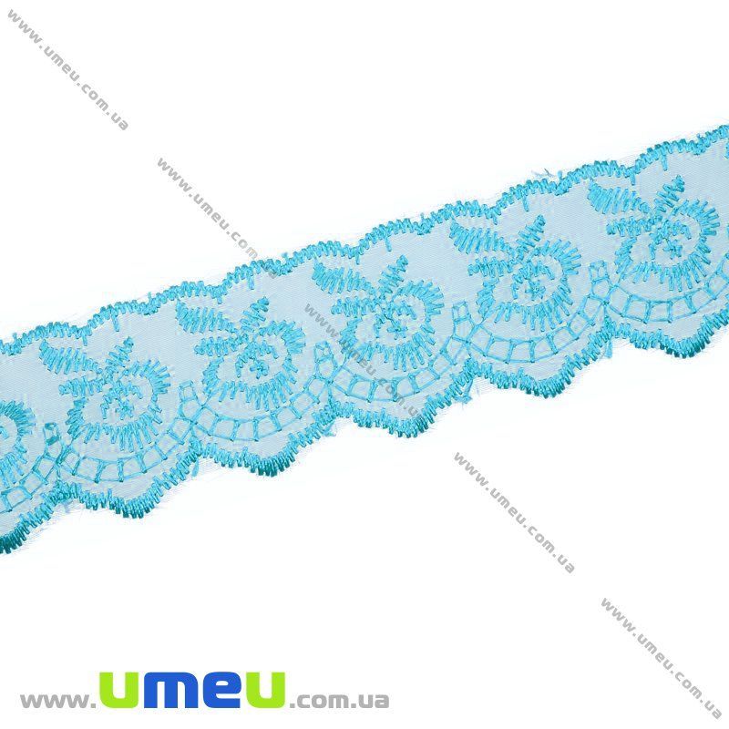 Мереживо органза Яблучко, 40 мм, Блакитне (LEN-010440)