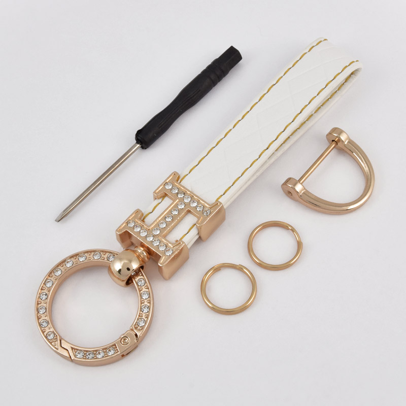 Брелок, 13х3,5 см, Білий, Штучна шкіра, Золото (OSN-058510)