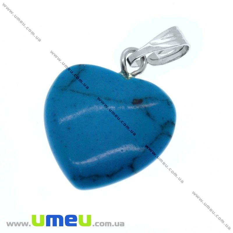 Подвеска Сердце из натурального камня, Бирюза (синт.), 25х18 мм (POD-001697)