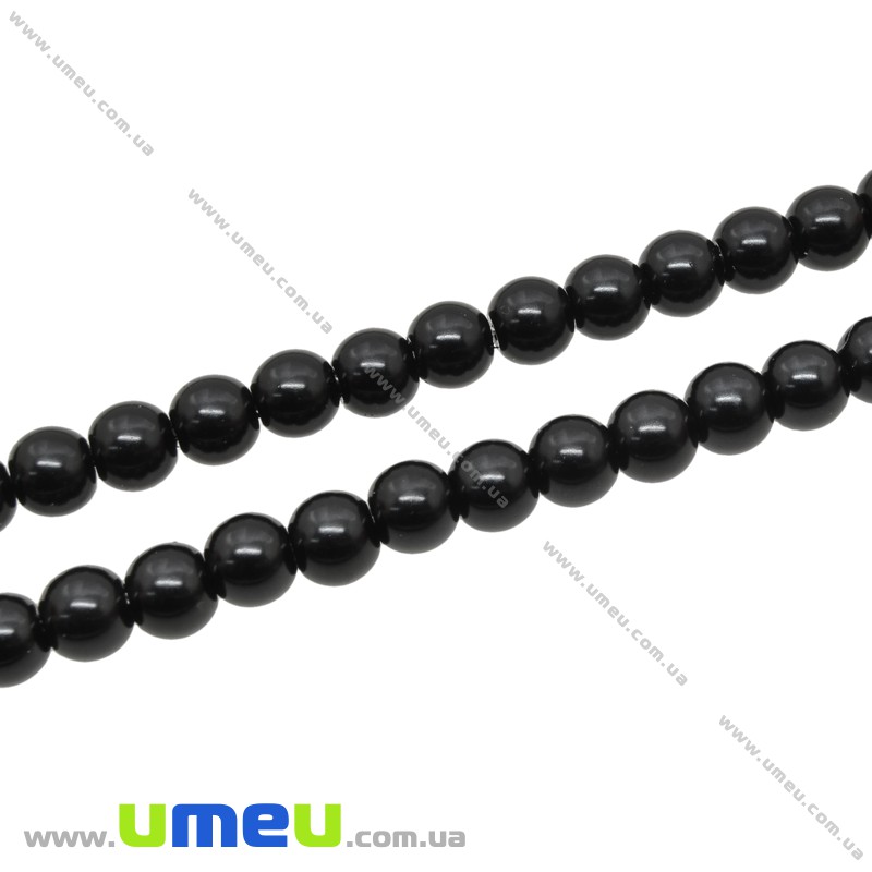 Намистини скляні Перли Premium, 6 мм, Чорні, Круглі (BUS-034135)