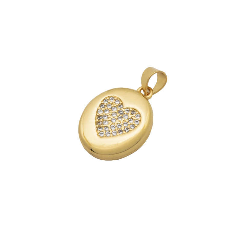 Медальйон Овальний Позолота 18 kt зі стразами куб.цирконій, 18,5х13,5х4,5 мм (POD-054454)