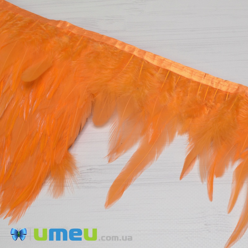 Пір'я півня на стрічці, 8-15 см, Помаранчеві (PER-038923)