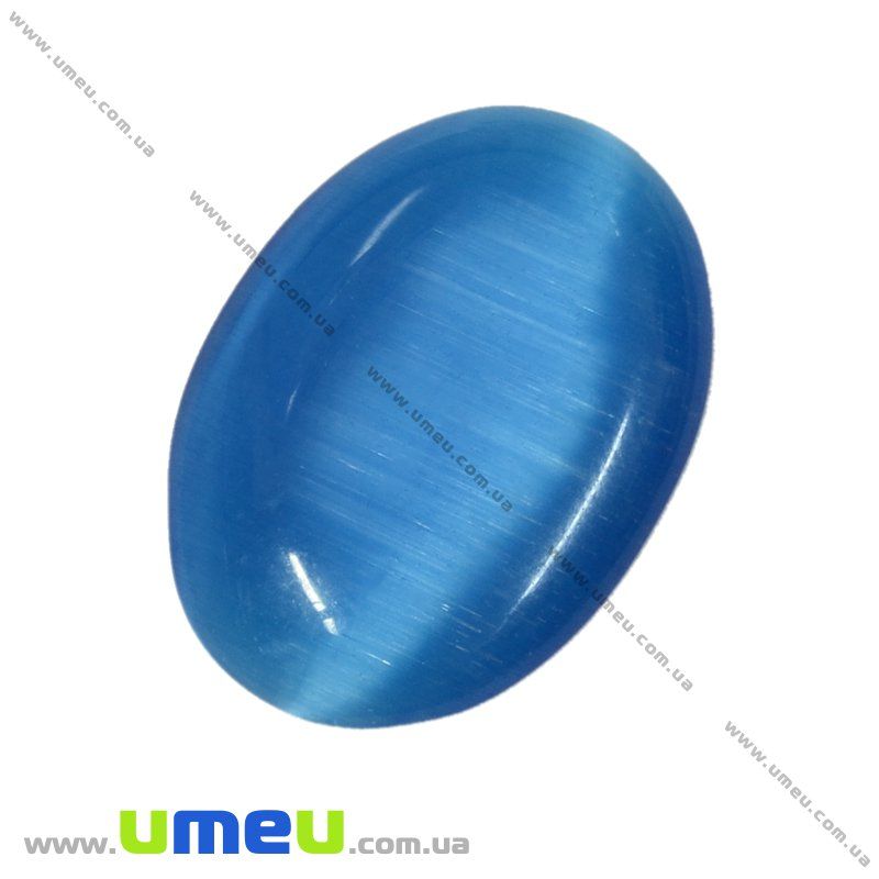 Кабошон Кошачий глаз, 25х18 мм, Синий, Овал (KAB-008048)