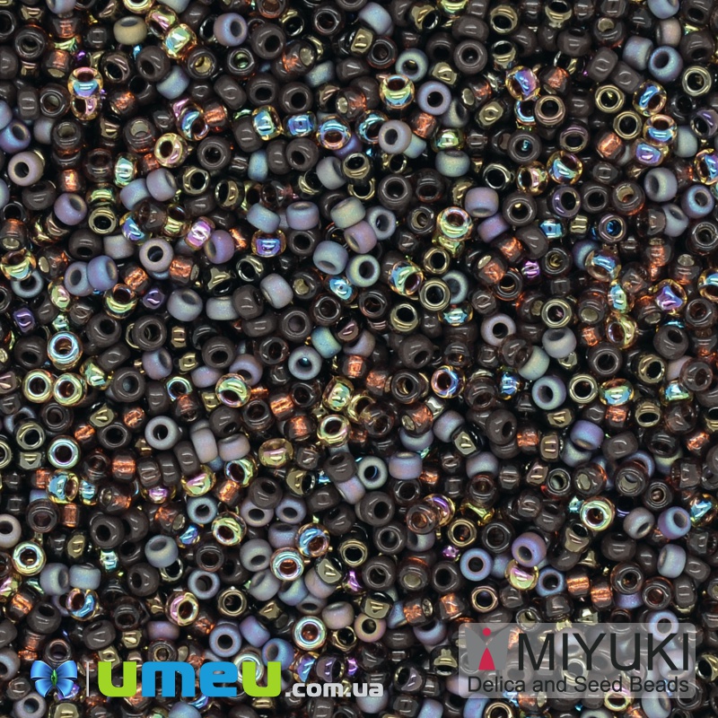 Бісер японський Miyuki круглий RR 15/0 №MIX53, Мікс коричневий темний (BIS-038831)